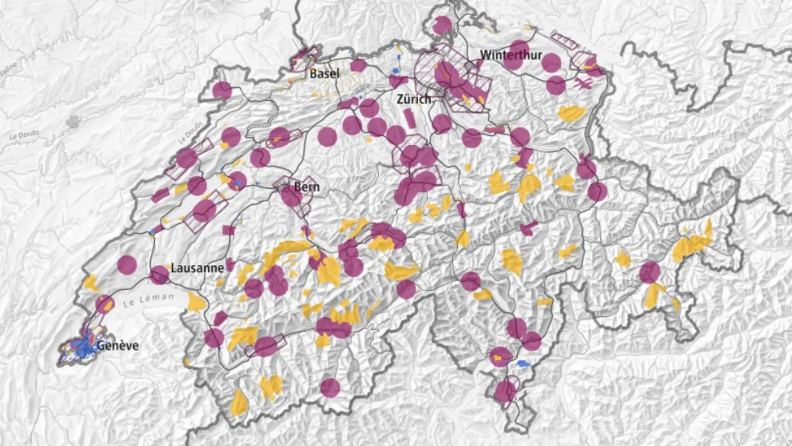 Schweizer Drohnenkarte mit geografischen Flugbeschränkungen